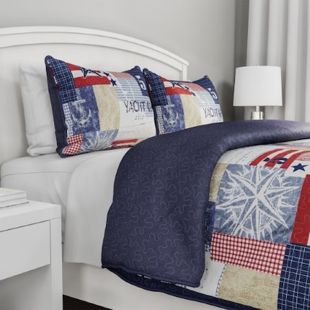 Hastings Home Nautical Americana Quilt Set-Twin XL